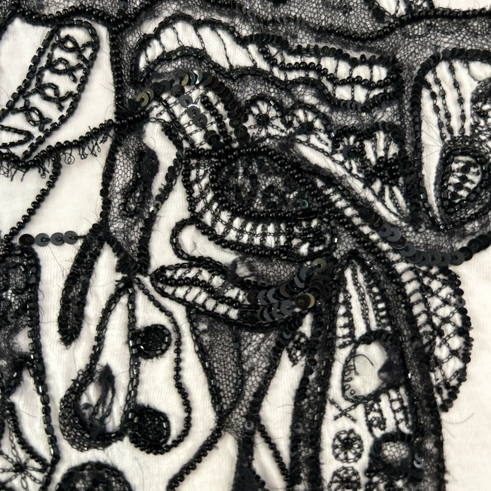 ALEXANDER MCQUEEN Skull Tank Top Beaded Lace White Black 38 - Picture 14 of 15